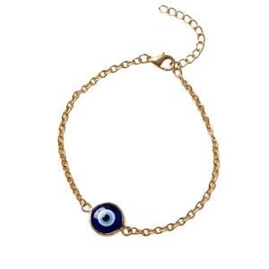 Evil Eye Gold Chain Bracelet Blue Nazar Protection Minimalist Dainty